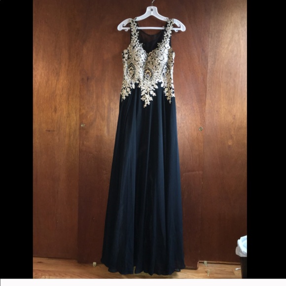 Jewel Embellished Sheer Back Chiffon Prom Dress - Picture 2 of 5